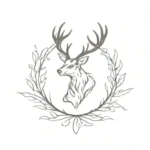Tattoo With The Initials C And R With A Deer Antlers