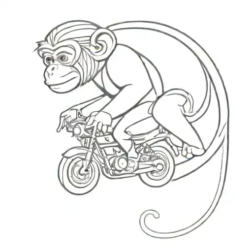 Monkey Riding Motorcycle