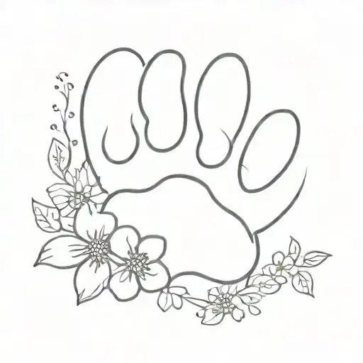 Dog Paw With Flowers Surrounding