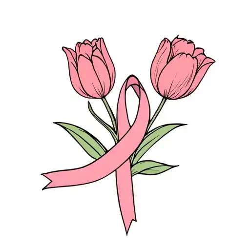 Tulip And Cancer Ribbon