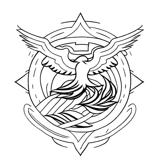 Silhouette Of Man With A Rising Phoenix Above Him