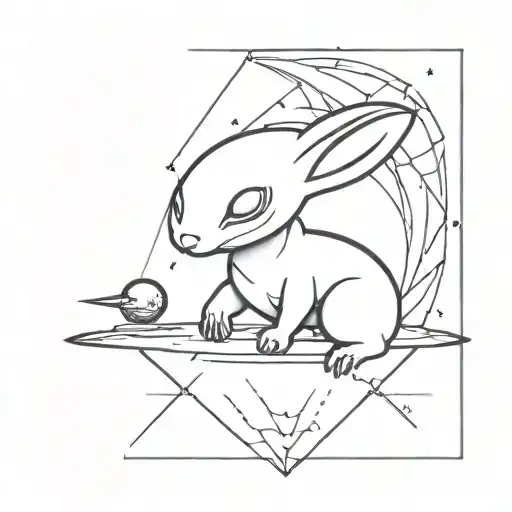 Alien Spaceship Picking Up Bunny Tattoo Design