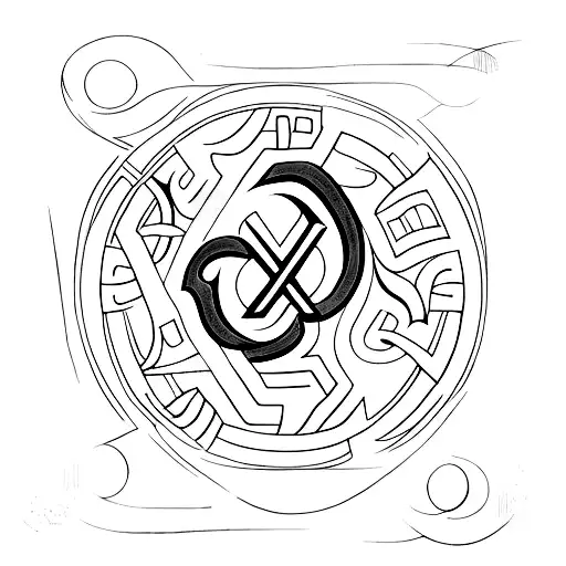 Nordic Runes With Digital Lines