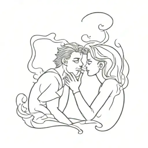 Book Smoke Couple Kiss On Fire