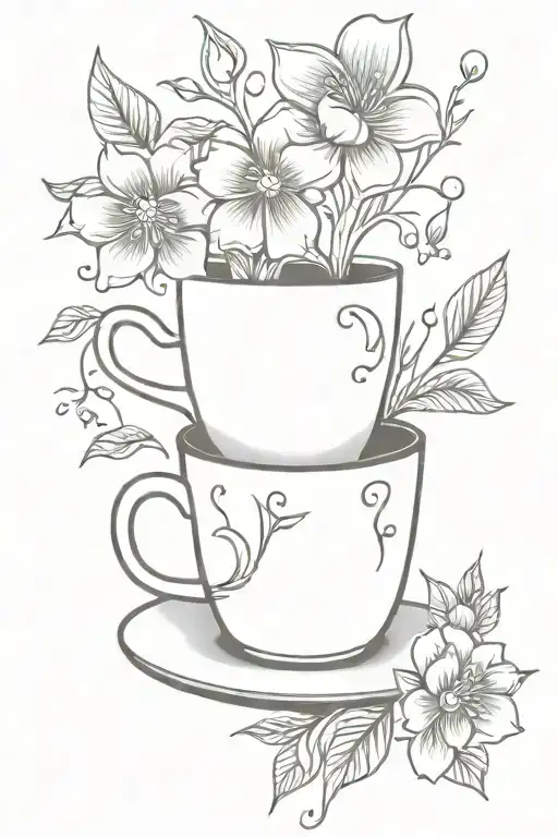 Coffee Cup With Flowers Growing