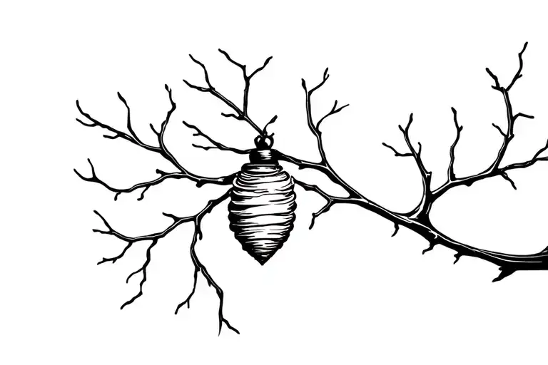 Tree Branch With Embryo Sac Like Beehive Attached