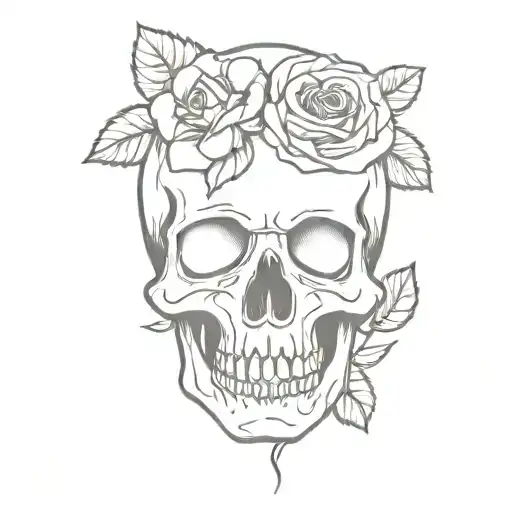 Skull And Roses Single Line