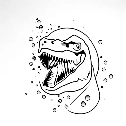 A Minimalist Tattoo Of A Dinosaur Shedding A Tear