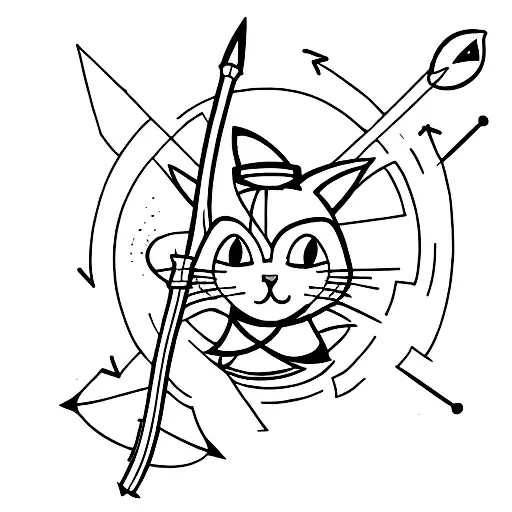 Cat Shooting A Bow In Arrow
