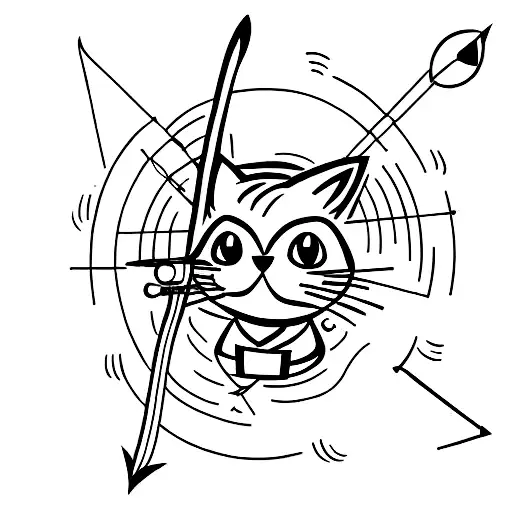 Cat Shooting A Bow In Arrow