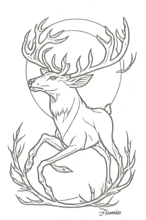 Op With Sun And Deer Antlers