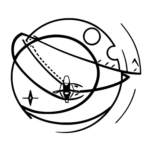 Atlas Holding Globe With Plane Circling Planet