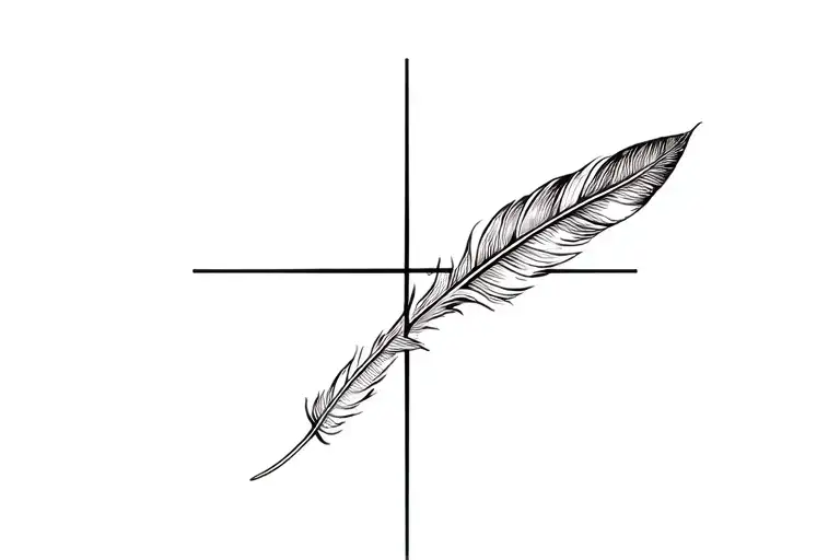World Travel Tattoo Feather Cross Intertwined