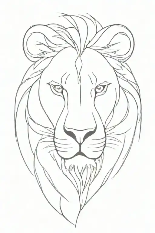 One Line Lion Surrounded