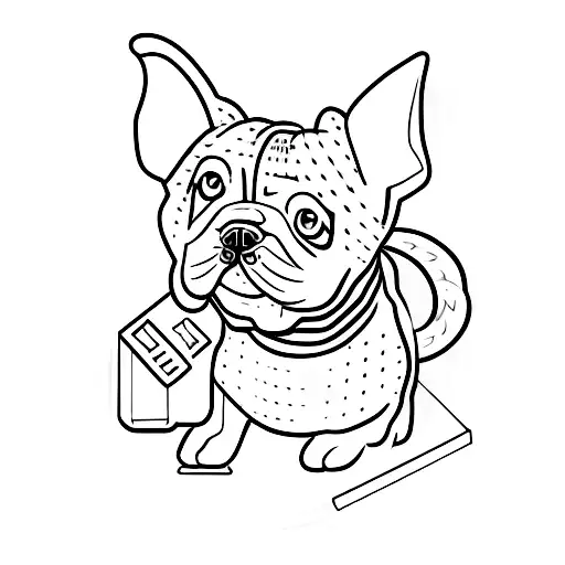 Create A Minimalist Tattoo Of A Dog Playing A Video Game