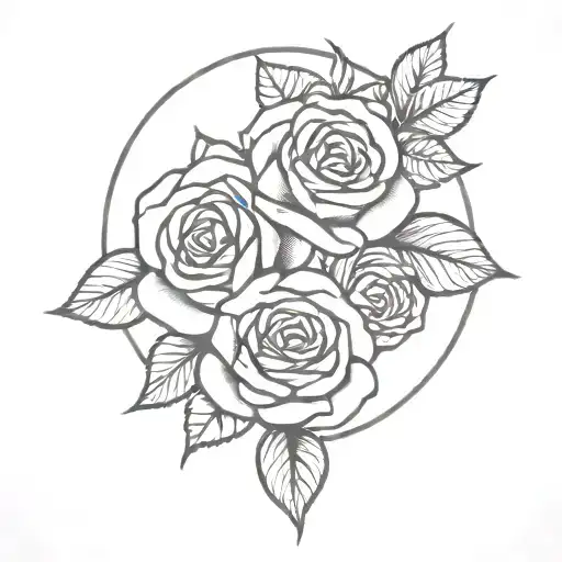 Round Ring Of Several Neo Traditional Roses