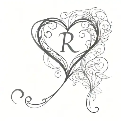 Generate A Heart Tattoo With The Initial R In Middle