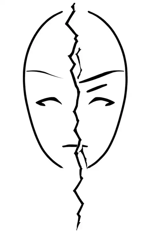 Face Smile Mask Broken And Reveal Sad Face