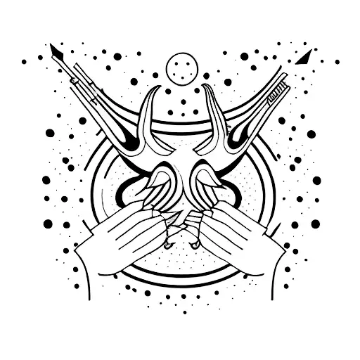 Two Black And Red Threads Along The Arm