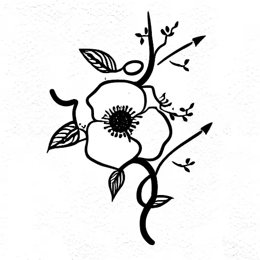 Gladious Flower Vine And Cherry Blossom Wrapped Around Arm