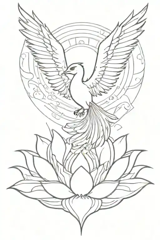 Pheonix Rising From A Lotus Flower