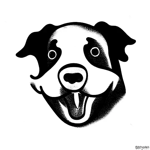 One Line Bernese Mountain Dog's Snout With The Tongue Out