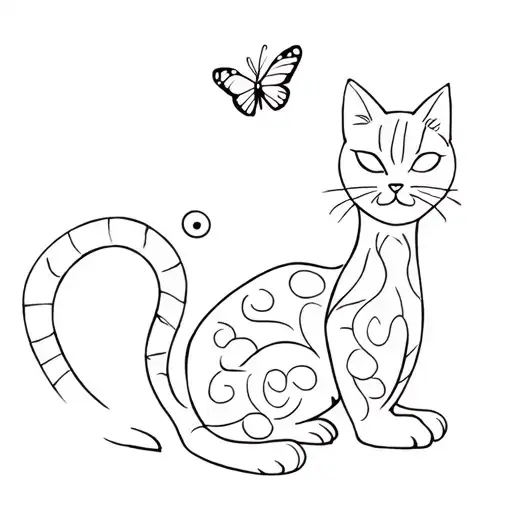 A Cat With A Butterfly