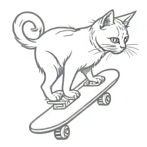 A Cute Cat On A Skateboard