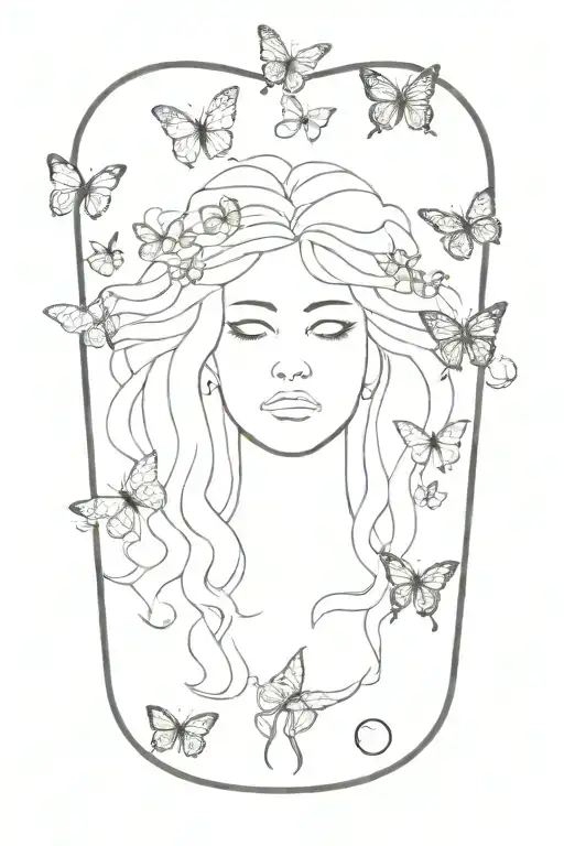 Medusa Surrounded By Butterflies Fluttering