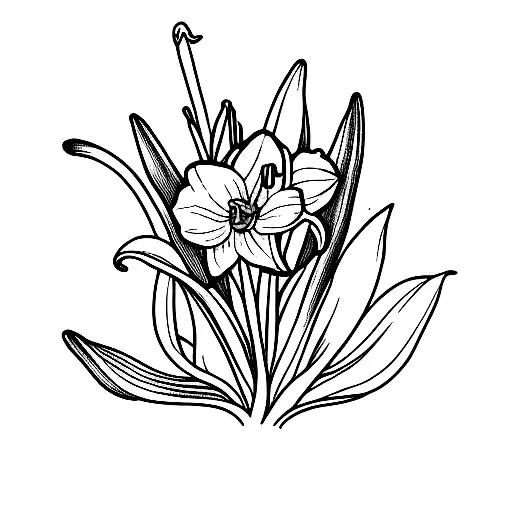 One Daffodil And One Lily Of The Valley Flower