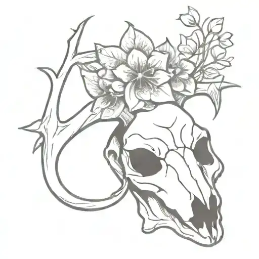 Deer Skull But Horn Is Flower