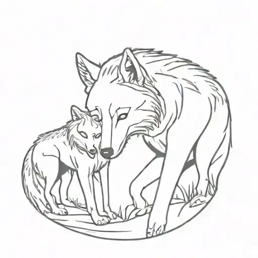 Wolf Hugs Girl Standing