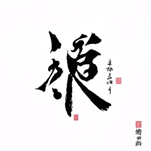 Samurai And Japan Cherry Con Kanji Of Coraje