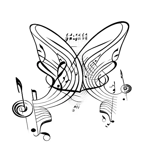 Music Notes Intertwined With Butterfly Wings