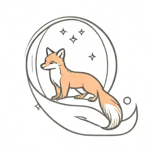 Fox Moon With Fox Cub