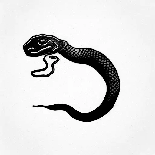 Red Snake And Flowers