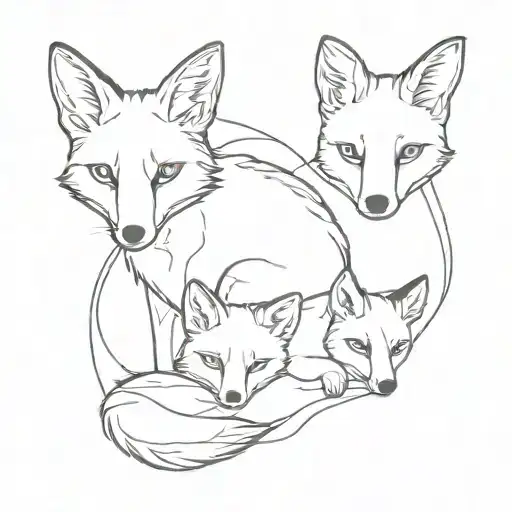 Vixen And 2 Fox Cubs