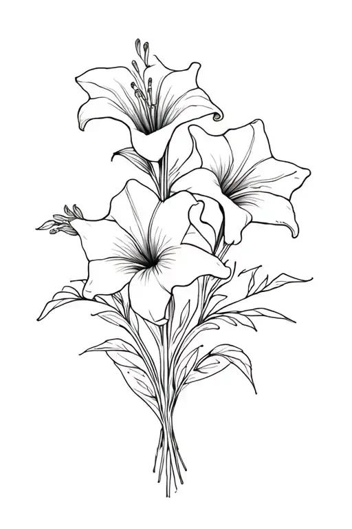 Bouquet Of Flowers With 4 Lily Of The Valleys And 1 Morning Glory