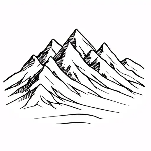 Mountain Range Line Drawing Soft