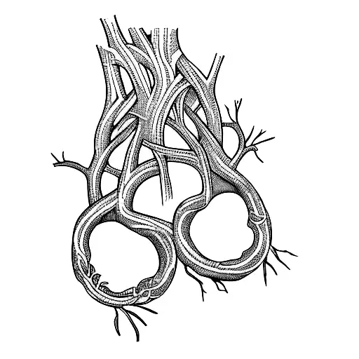 Heart Wrapped In Tree Roots With Symbolism Intertwined Into The Design