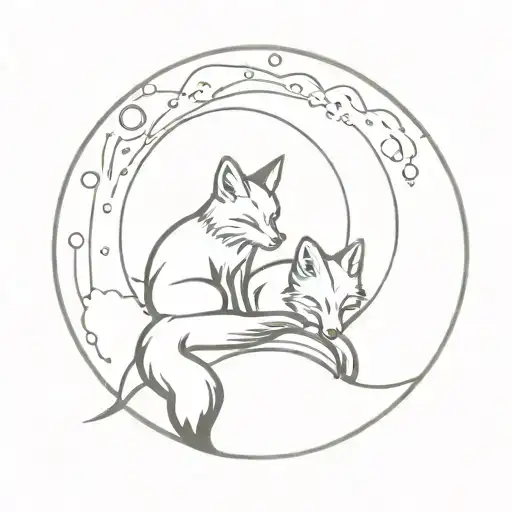 Fox And Moon With