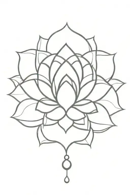 Lotus Unalome With Evil Eye Symbol Integrated