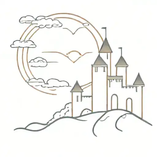 Castle On A Hill By A Sunset Sky