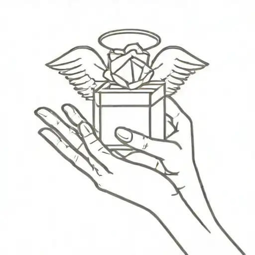 Angel Holding Gift Box In Hands