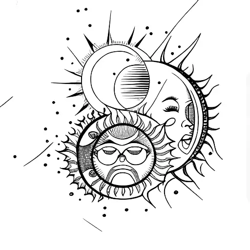 Moon Star And Sun Vertical