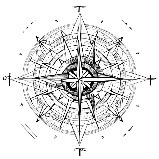 A Geometric Design Incorporating The American Flag And A Compass Rose