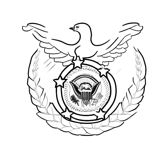 A Sleek Design Of A Soldier Saluting With The American Flag Waving In The Background