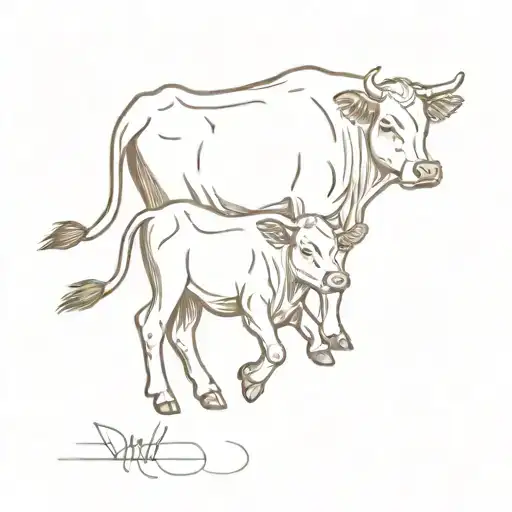 Mom And Baby Cow Running