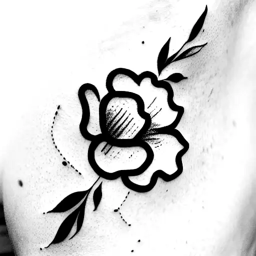 Delicate Tattoo For A Young Girl In Black And White With The Addition Of Pink