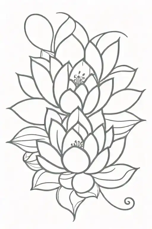 Lotus Flower And Leo Symbols Intertwined